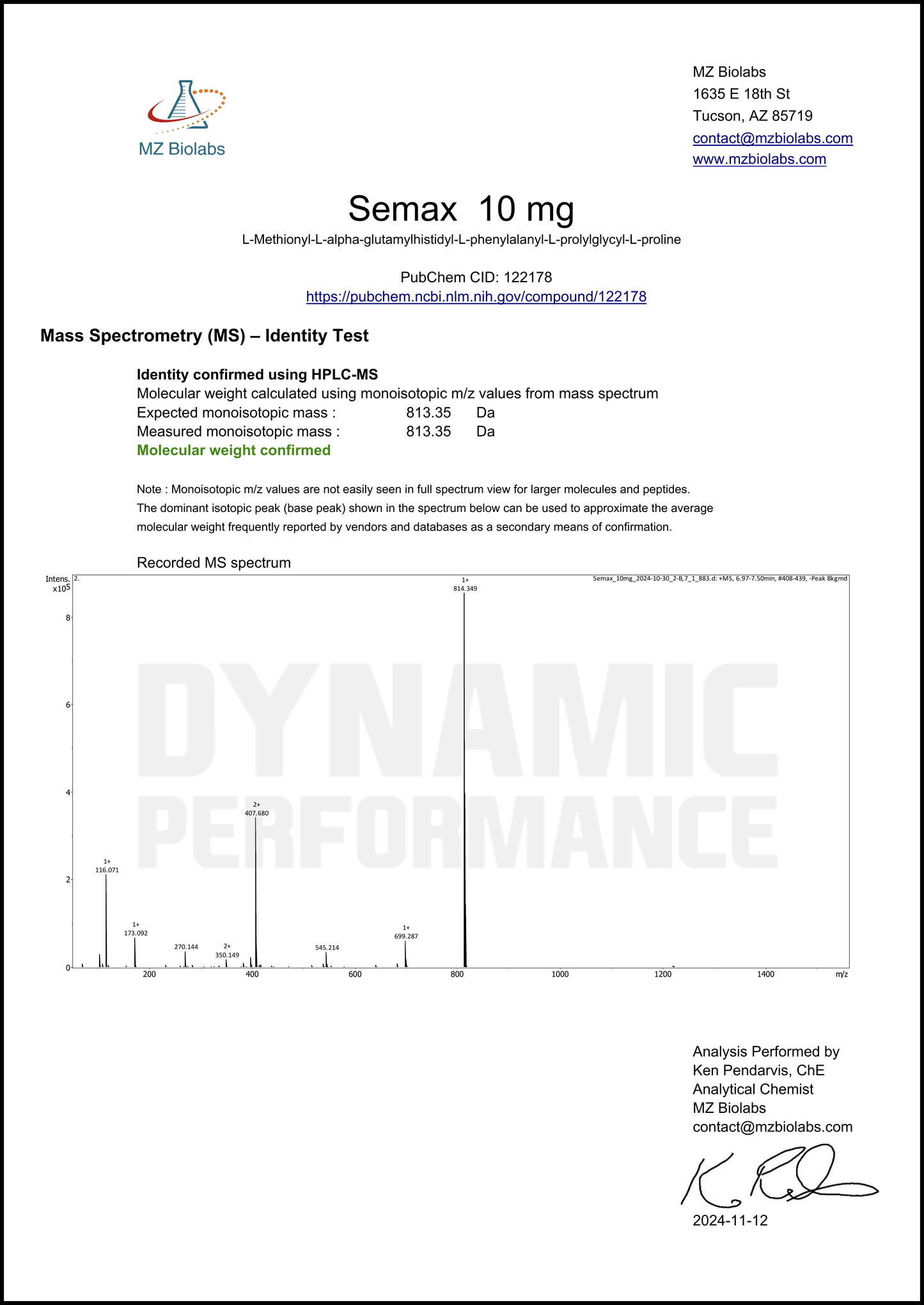 Semax Peptide (5mg per vial)